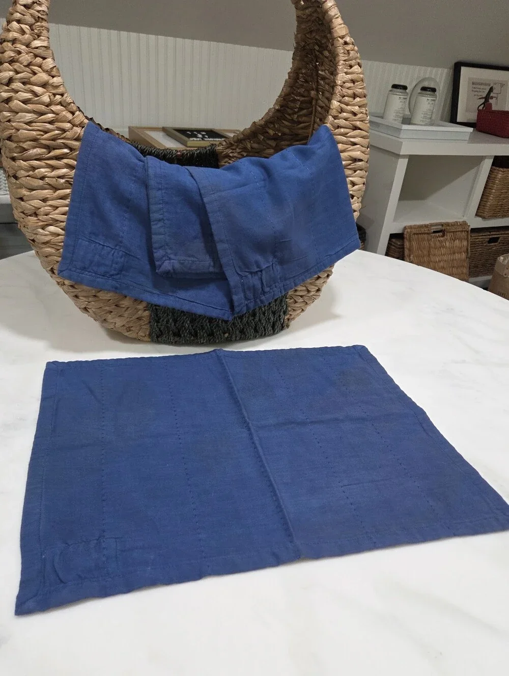 Handsewn Overdyed Artisan Napkin Set - Blue, 4 Count